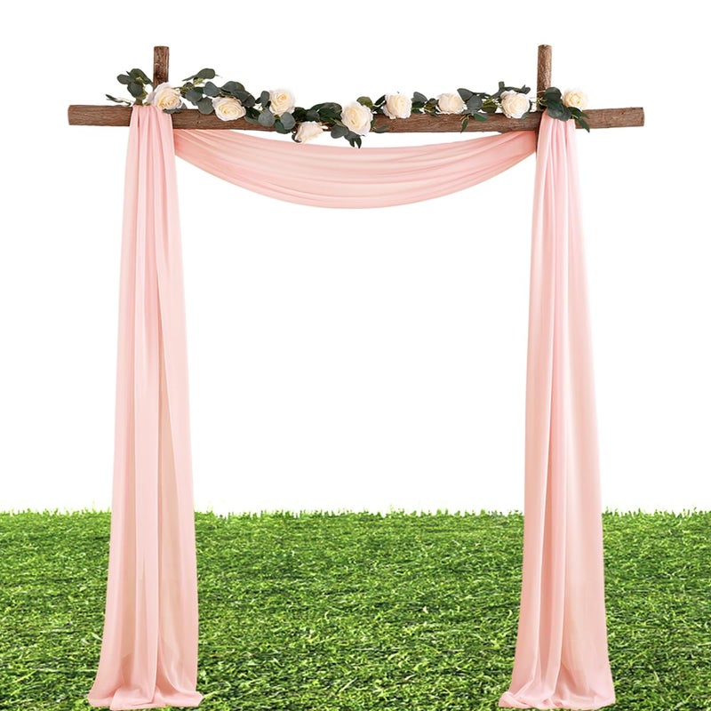 MLMW Pink Chiffon Fabric by The Yard 10 Yards 60" Wide Wedding Arch Draping Fabric Sheer Material for Party Backdrop Arch Ceiling Decor - Image 1
